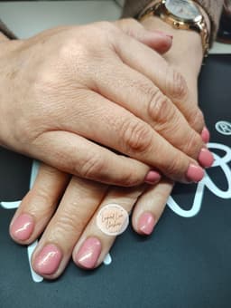 Bliss with pink shimmer Gel Manicure