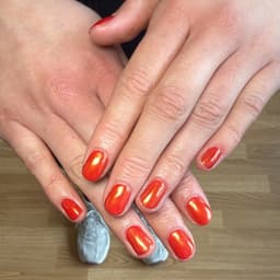 Red chrome gel nails