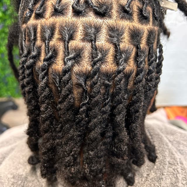 Mature locs retwist and style
