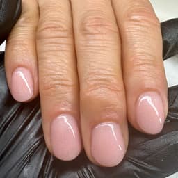 Hard gel natural nails with glitter