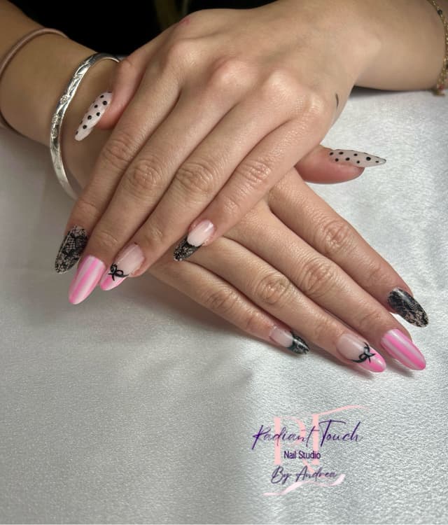 Pink & lace nails