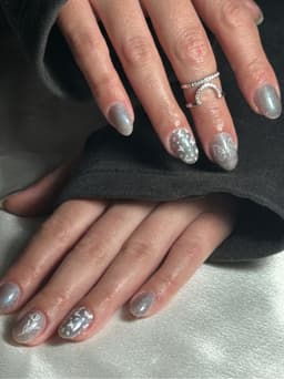 BIAB + gel polish & stamped nail art