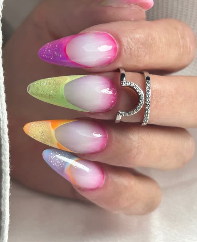 Sculpted french with milky white ombre