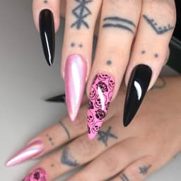 Full cover soft gel tip - long stiletto & Gelish & nail art