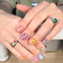 Prescriptive manicure + cat-eyes + nail art tier 2