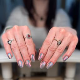 Prescriptive manicure + cat-eye + chrome powder