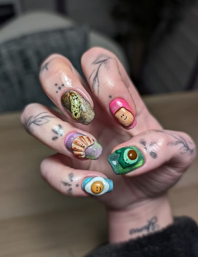 Cute happy food nails