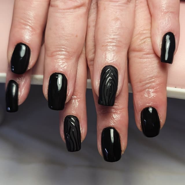 Gothic matte black feature nails