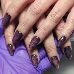 Pink cat eye Gel X extensions