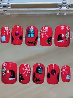 Red Christmas press on nails