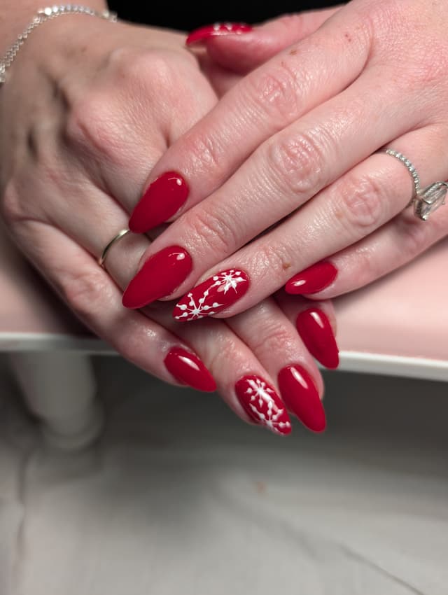 Red BIAB Christmas nails