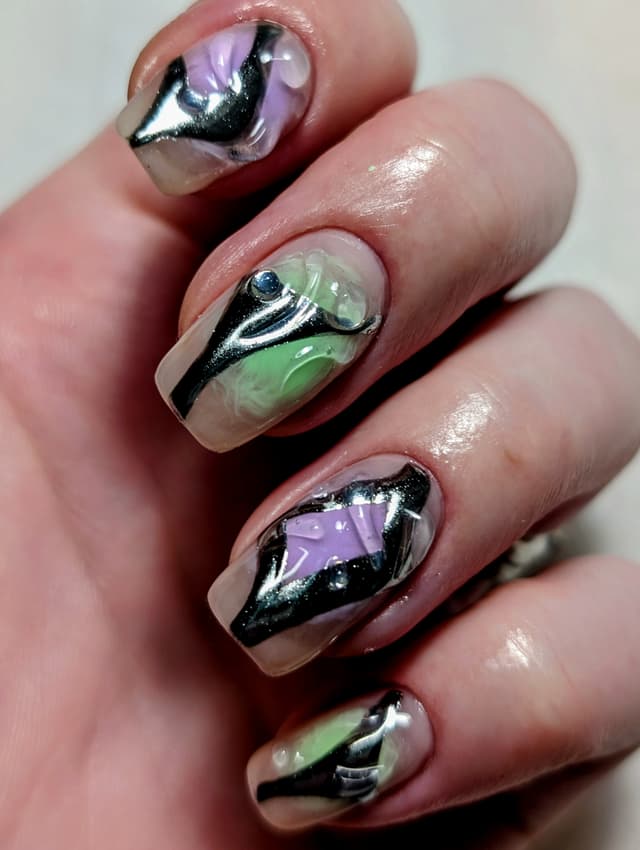 Neutral Ethereal 3D hard gel nails