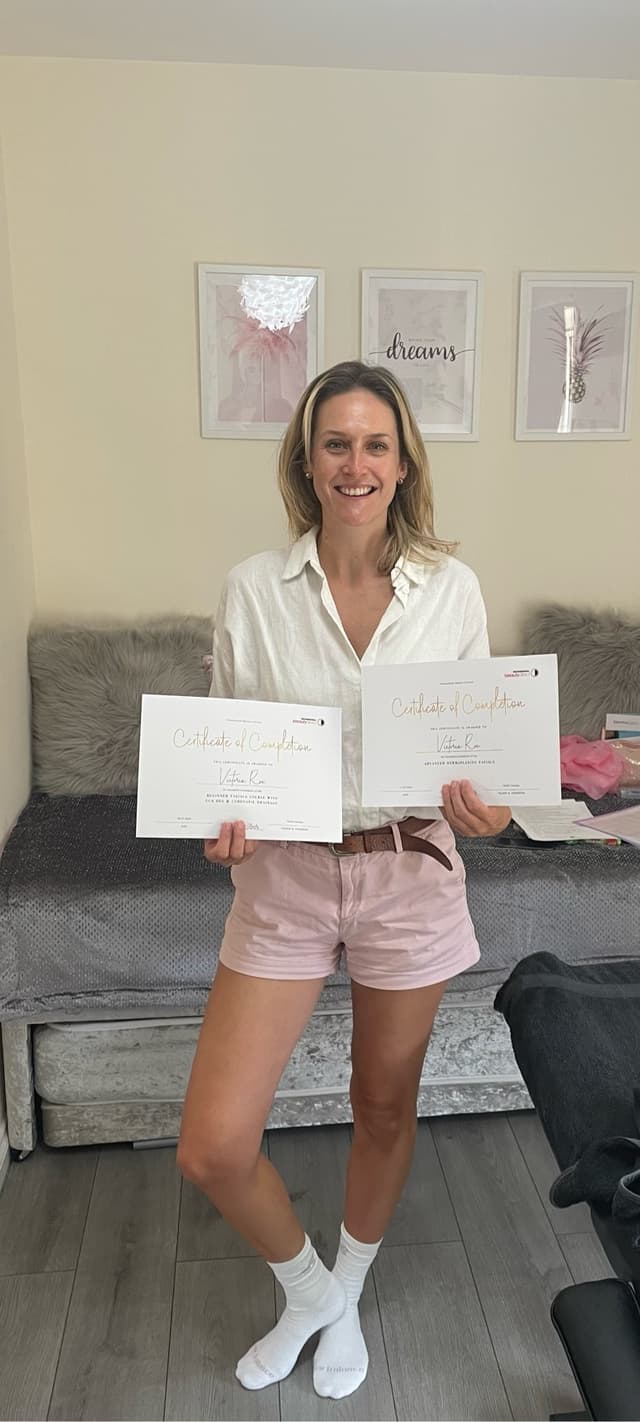 Student with certificates
