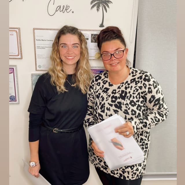 2 students on course together intimate waxing