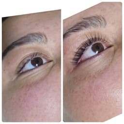 Before and after lash lift and tint