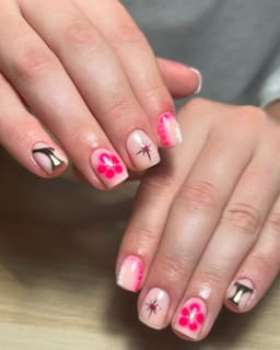 BIAB nails with complex nail art available at my nail salon in Rayleigh