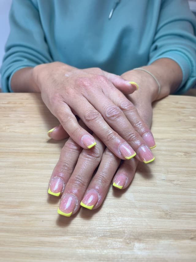 Hard gel manicure with French nail art