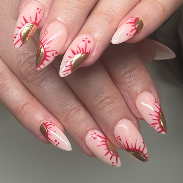 Full Cover Gel Tips with Nail Art