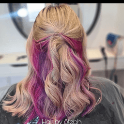 Full Head Blonding with hidden vivid panel