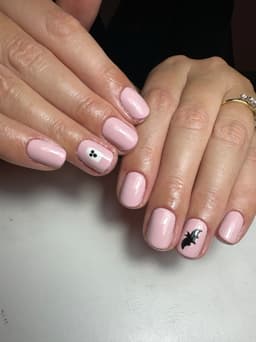 Gel Mani with Bronze Nail Art