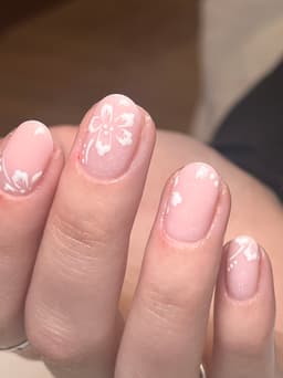 Builder gel manicure with nail art