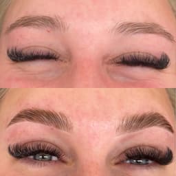 Brow Lamination and Hybrid Lashes