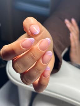 abstract french tips over a builder gel base