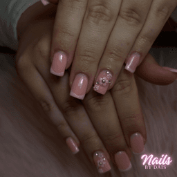 Builder Gel Extensions with French and Charms