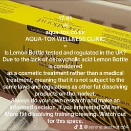 Lemon Bottle fat dissolving injections available at Serene Aesthetics in Stevenage – a cosmetic treatment designed for safe, non-surgical body contouring. Always carried out by a qualified nurse to ensure your comfort and results.